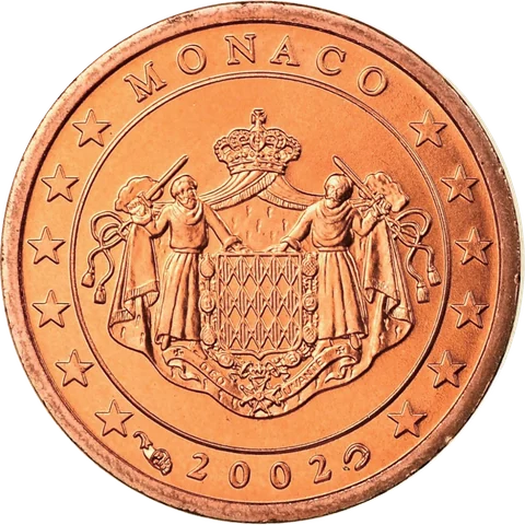 第一版 · 2001–2005 · 1、2、5 欧分 格里马尔迪家族徽章（摩纳哥国徽）